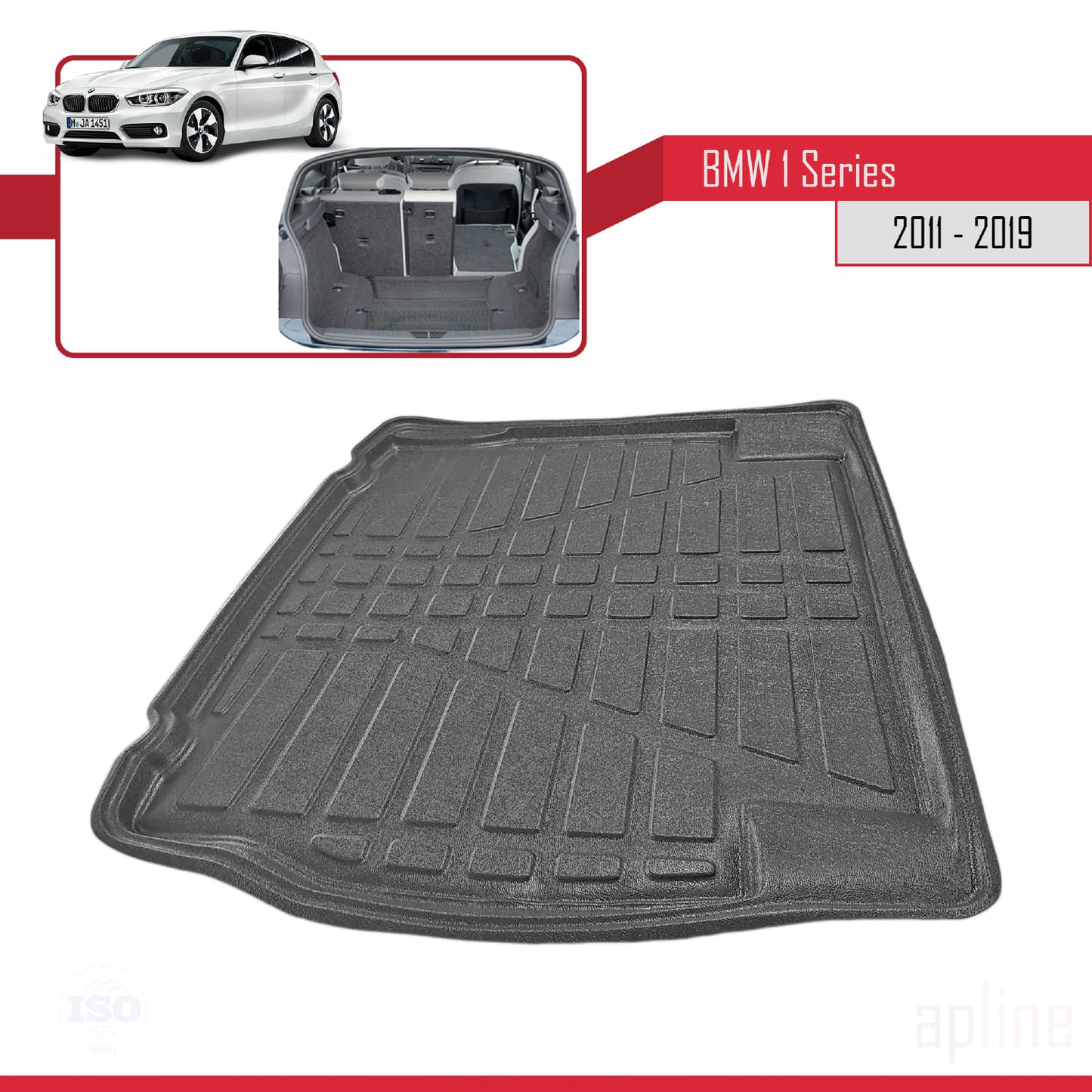 Compatible with BMW 1 Series (F20) 2011-2019 Flexible Trunk Mats Cargo Liner Black