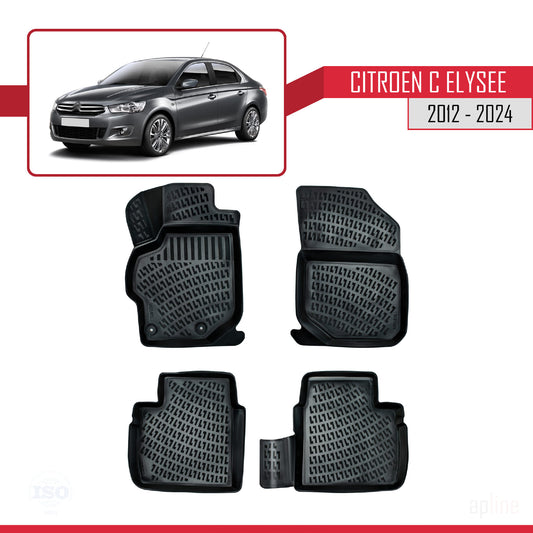 Compatible with Citroen C-Elysee 2012-2024 4D Car mats Black