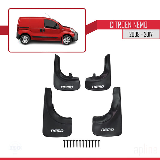 Compatible with Citroen Nemo 3 (225) 2008-2017 Mudguards Vehicle Front Rear Set 4 Pcs Black