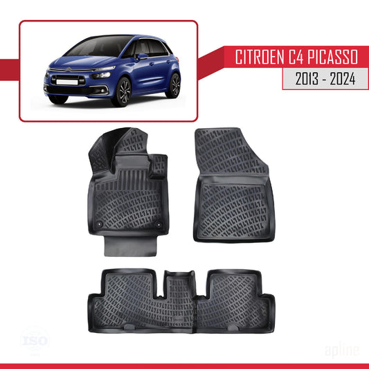 Compatible with Citroen C4 Picasso 2 2013-2022 4D Car mats Black