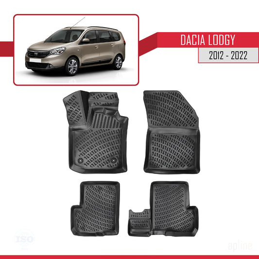 Compatible with Dacia Lodgy (J92) 2012-2022-2024 4D Car mats Black