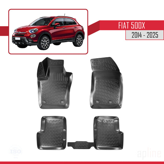Compatible with Fiat 500 X 2014-2025 4D Car mats Black