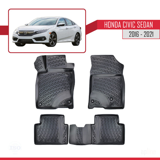 Compatible with Honda Civic 10 (FC) Sedan 2016-2021 4D Car mats Black