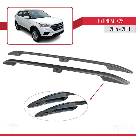 Compatible with Hyundai ix25 2015-2019 (Short Wheelbase L1/H1) Roof Rails Roof Rack Luggage Carrier (Adhesive Model) Black
