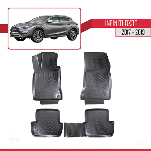 Compatible with Infiniti QX30 (H15) 2017-2019 4D Car mats Black