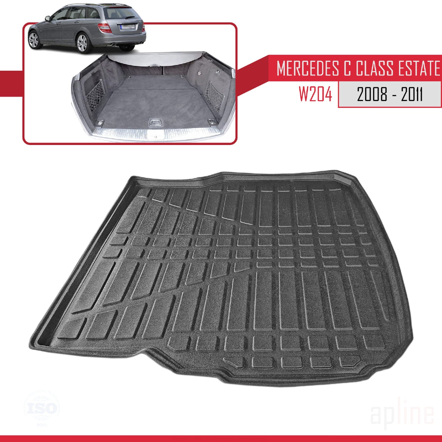 Tapis de Coffre pour Mercedes C Class (S204) 2007-2011 NOIR