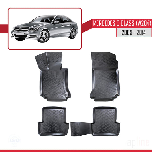 Compatible with Mercedes C Class 3 (W204) 2008-2014 4D Car mats Black