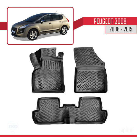 Compatible with Peugeot 3008 (T84) 2008-2015 4D Car mats Black