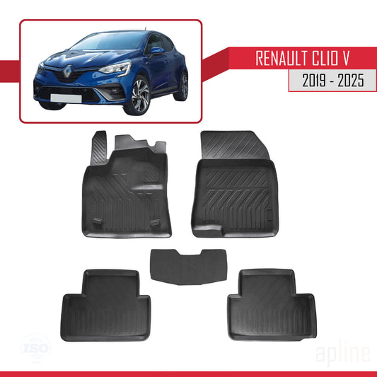 Compatible with Renault Clio 5 2019-2025 4D Car mats Black