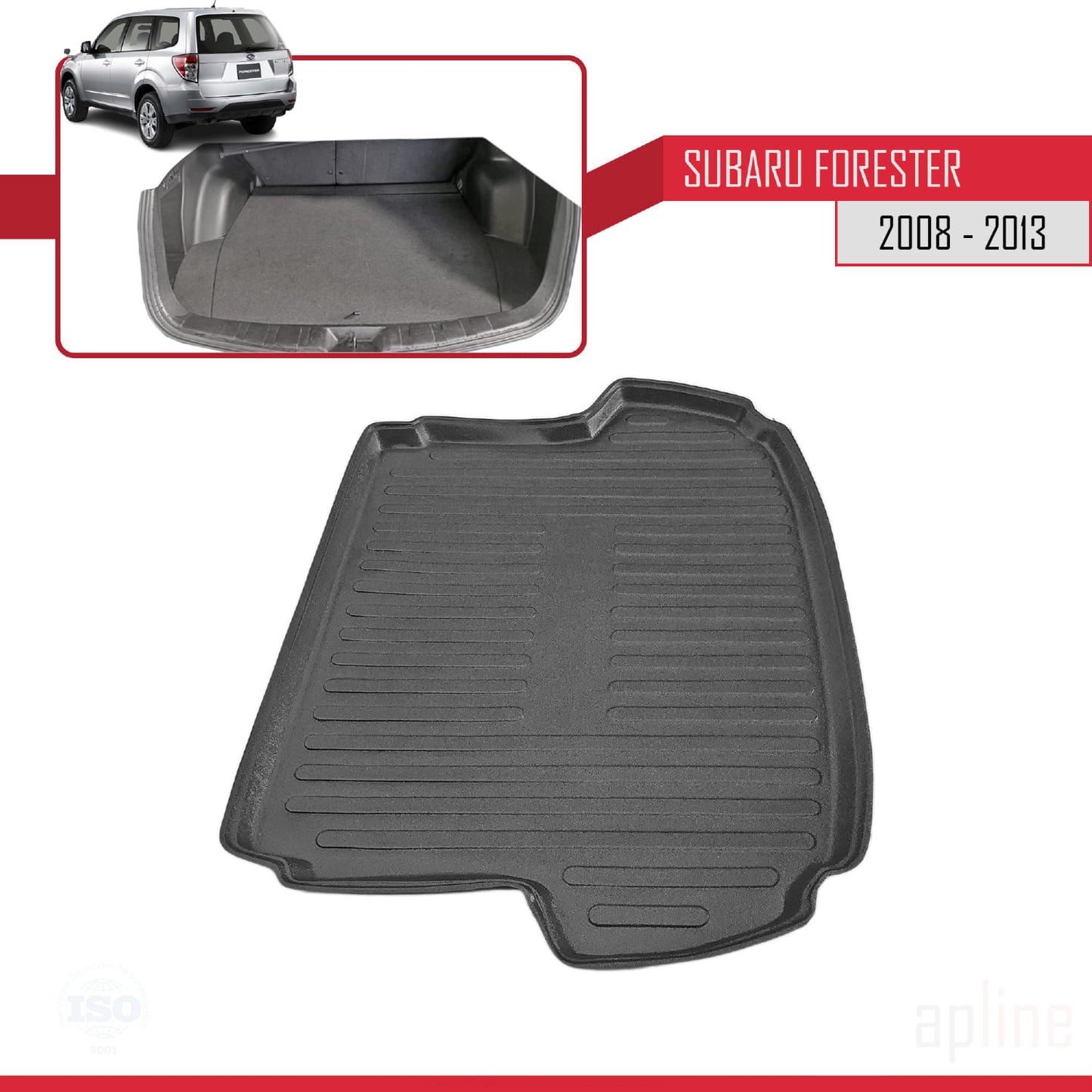 Compatible avec Subaru Forester 3 (SH) 2008-2013 Flexible Tapis de Coffre Plancher de Chargement Noir