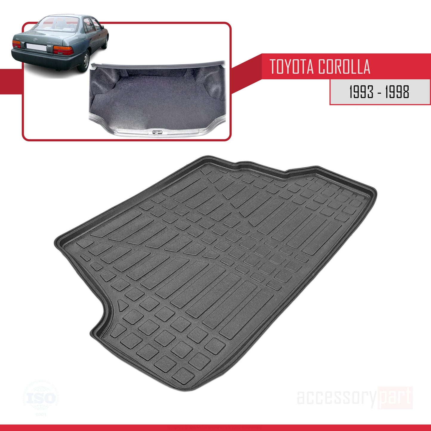 Compatible with Toyota Corolla 8 (E110) 1993-1998 Flexible Trunk Mats Cargo Liner Black