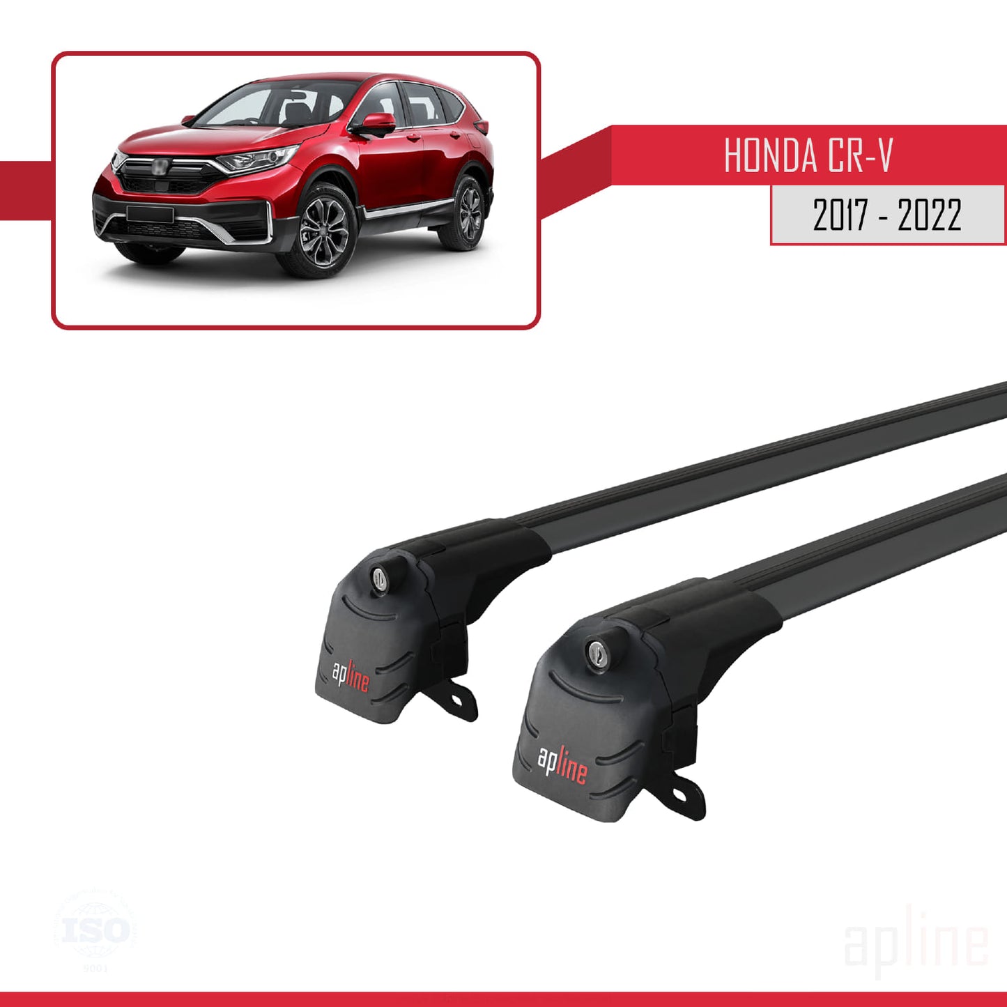 Compatible with Honda CR-V 5 2017-2022 ACE-2 Car Roof Rack Cross Bar Black Aluminium 2 Bars