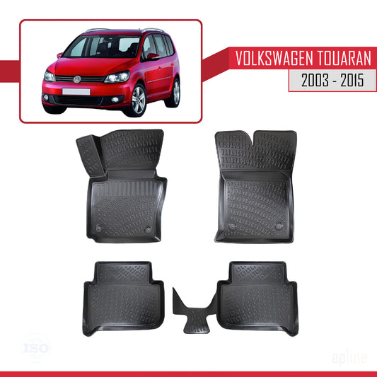 Compatible with Volkswagen Touran (1T) 2003-2015 4D Car mats Black