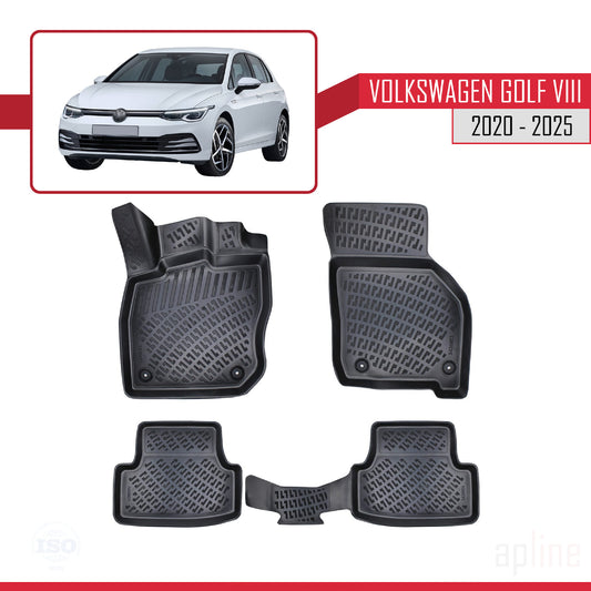 Compatible with Volkswagen Golf 8 (CD1) (Automatic) 2020-2025 4D Car mats Black