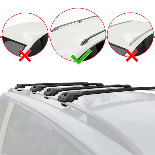 Compatible with Volkswagen T6 Transporter 2015-2024 ACE-1 Car Roof Rack Cross Bar Black Aluminium 4 Bars