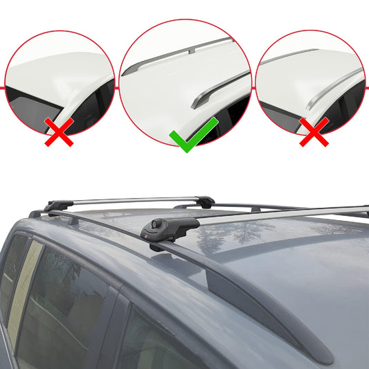Compatible with Chevrolet Equinox 2018-2024 ACE-1 Car Roof Rack Cross Bar Grey Aluminium 2 Bars