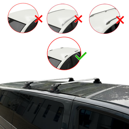 Compatible with Volkswagen Caravelle (T6) 2016-2022 ACE-3 Car Roof Rack Cross Bar Grey Aluminium 2 Bars