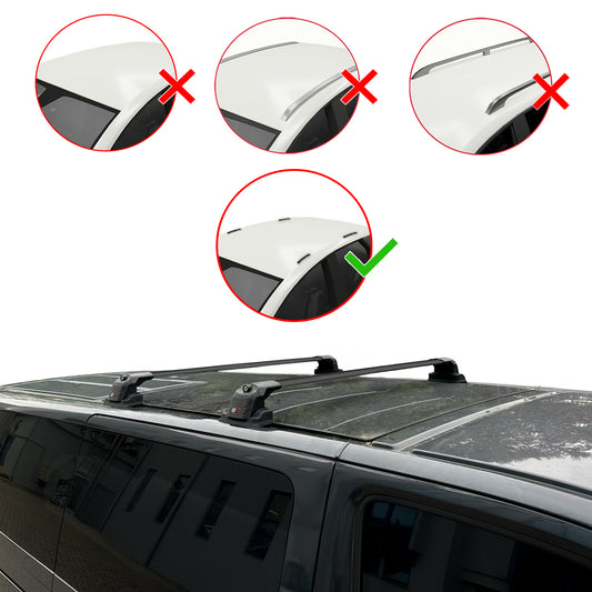 Compatible with Volkswagen Caravelle (T5) 2003-2015 ACE-3 Car Roof Rack Cross Bar Black Aluminium 2 Bars