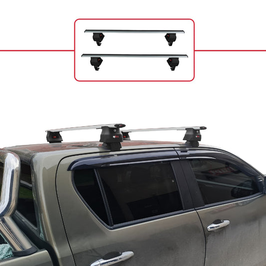 Compatible avec Toyota Hilux 8 (AN130) 2015-2025 ACE-4 Barres de Toit Railing Porte-Bagages de Voiture Gris Aluminium 2 Barres