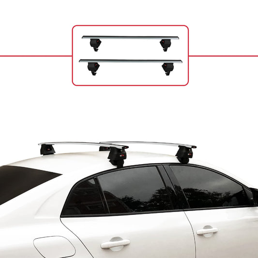 Compatible with Renault Megane 4 (BFB) Pre-Facelift 2016-2020 ACE-4 Car Roof Rack Cross Bar Grey Aluminium 2 Bars