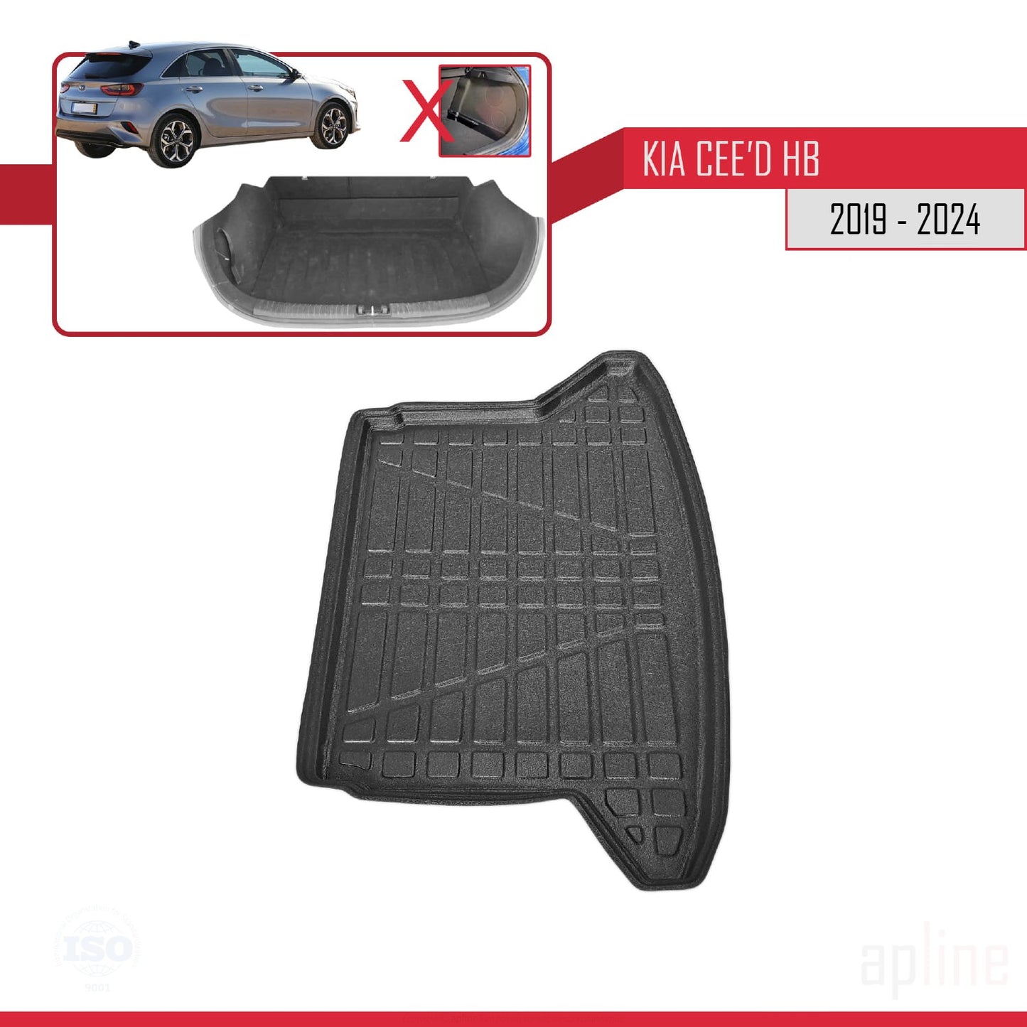 Trunk Mats for Kia Ceed HB 2019-2022 Flexible Cargo Liner BLACK