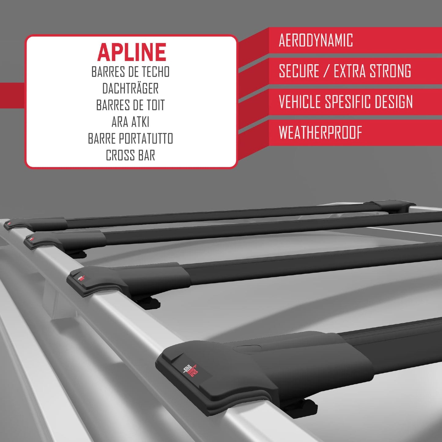 Compatible avec KIA EV9 GT-LINE 2024-2025 FLY Model Barres de Toit Railing Porte-Bagages de Voiture Noir Aluminium 4 Barres