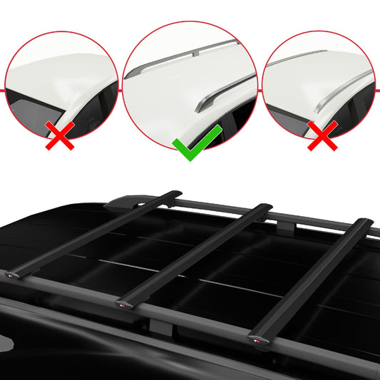 Compatible with Volkswagen T6 Multivan 2015-2024 BASIC Model Car Roof Rack Cross Bar Black Aluminium 3 Bars