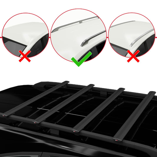 Compatible with Peugeot Expert 2 2007-2016 BASIC Model Car Roof Rack Cross Bar Black Aluminium 4 Bars