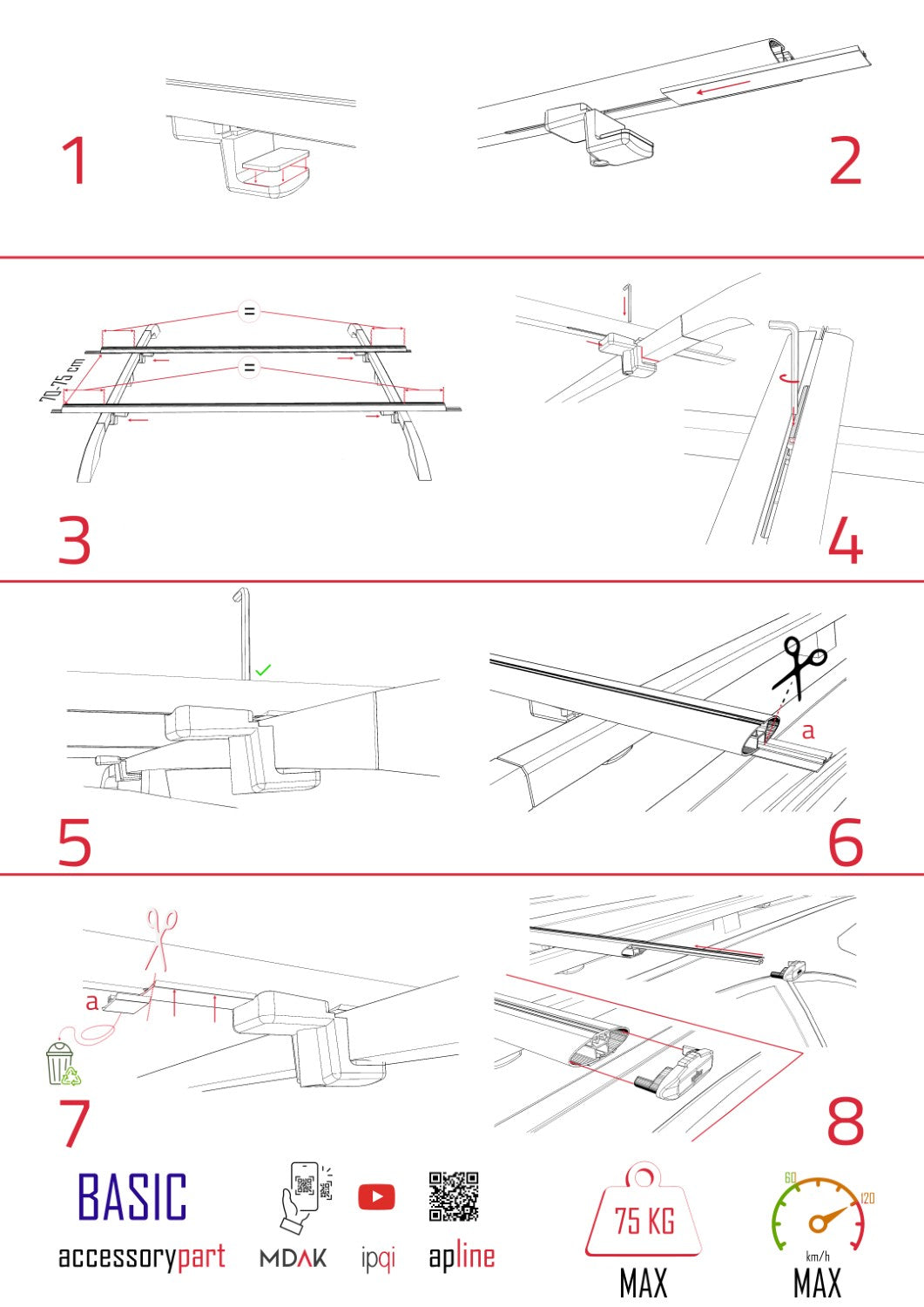 Compatible avec Mitsubishi Pajero (V60) 3 Kapı 1999-2006 BASIC Model Barres de Toit Railing Porte-Bagages de Voiture Noir Aluminium 2 Barres
