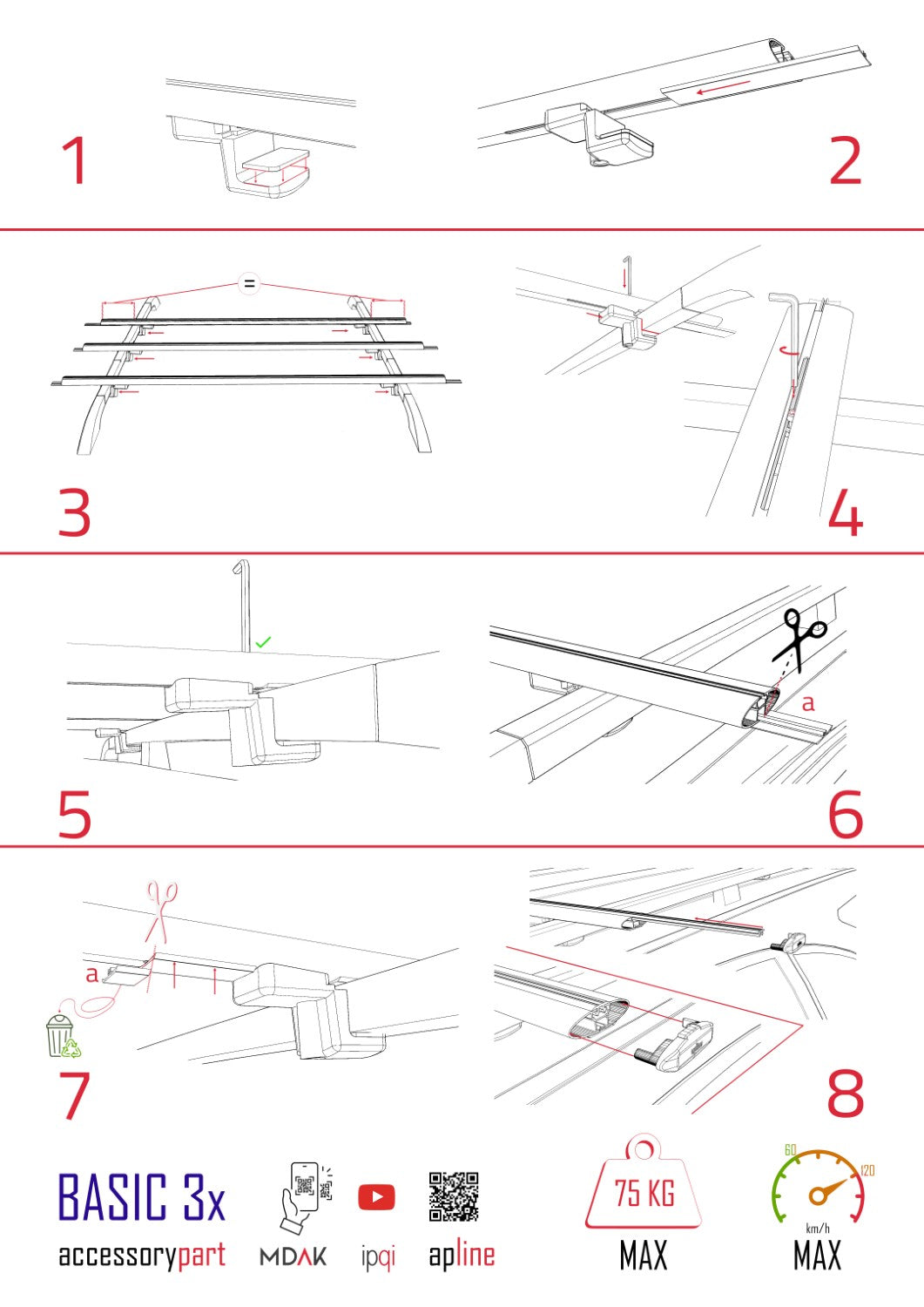 Compatible with Skoda Roomster 2006-2015 BASIC Model Car Roof Rack Cross Bar Black Aluminium 3 Bars