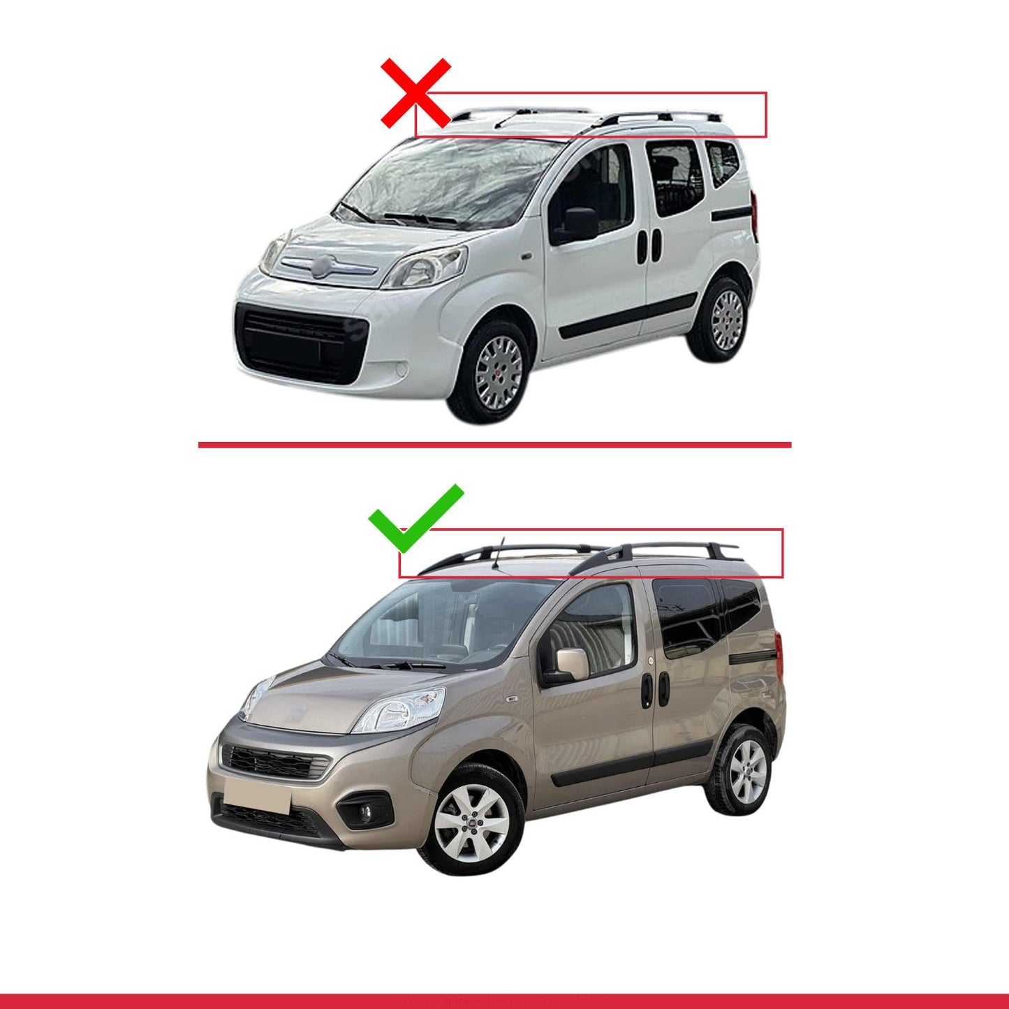 Compatible avec Fiat Fiorino (Modèle Tubulaire) 2008-2025 BASIC Model Barres de Toit Railing Porte-Bagages de Voiture Noir Aluminium 2 Barres
