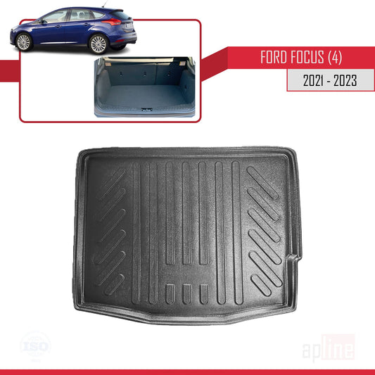 Compatible with Ford Focus 3 (C346) HB Post-Facelift 2015-2018 Flexible Trunk Mats Cargo Liner Black