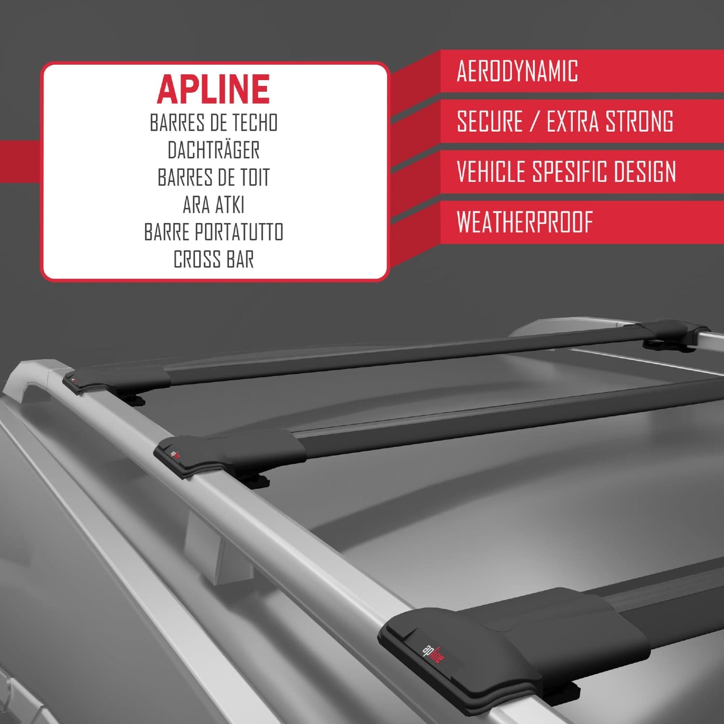 Compatible avec Vauxhall Frontera 2 1999-2004 FLY Model Barres de Toit Railing Porte-Bagages de Voiture Noir Aluminium 3 Barres