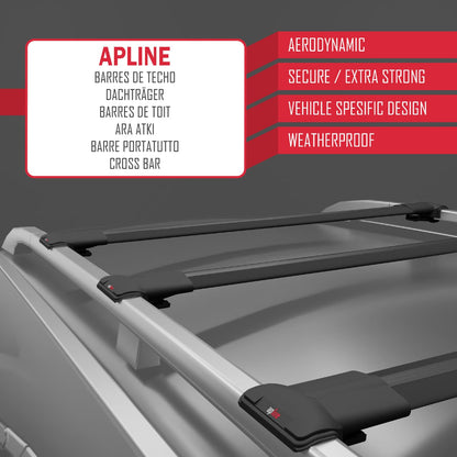 Compatible avec Ford Grand C-Max (C344) 2011-2019 FLY Model Barres de Toit Railing Porte-Bagages de Voiture Noir Aluminium 3 Barres