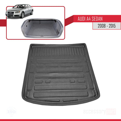 Compatible avec A4 (B8) Berline 2008-2015 Flexible Tapis de Coffre Plancher de Chargement Noir