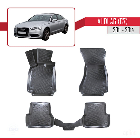 Compatible with A6 (C7) 2011-2014 4D Car mats Black