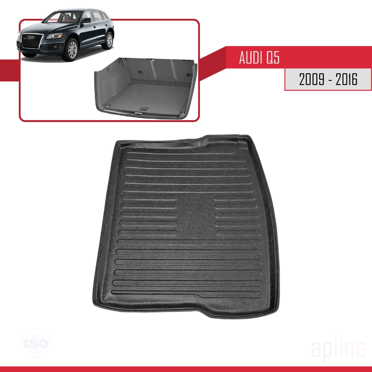 Compatible avec Q5 (8R) 2009-2016 Flexible Tapis de Coffre Plancher de Chargement Noir