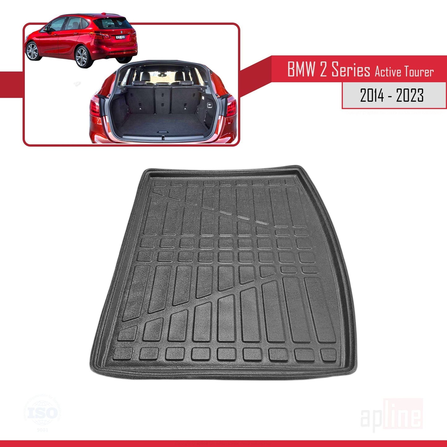 Compatible avec BMW Série 2 (F45) Active Tourer 2014-2021 Flexible Tapis de Coffre Plancher de Chargement Noir