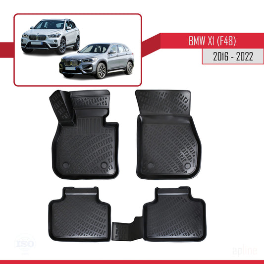 Compatible with BMW X1 (F48) 2016-2022 4D Car mats Black