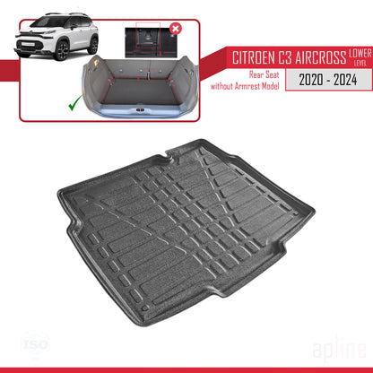 Trunk Mats for Citroen C3 AIRCROSS 2020-2024 Lower Position Cargo Liner BLACK