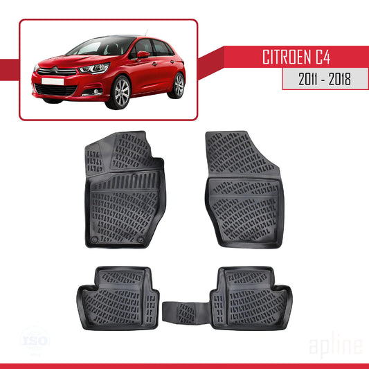 Compatible with Citroen C4 II (B7) 2011-2018 4D Car mats Black