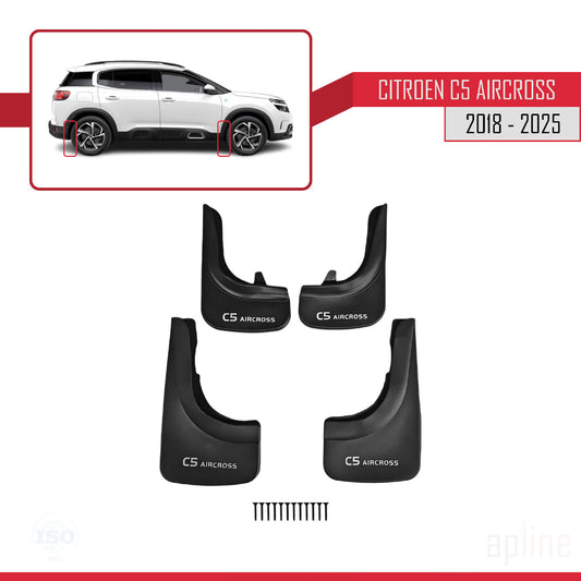 Compatible with Citroen C5 Aircross 2018-2025 Mudguards Vehicle Front Rear Set 4 Pcs Black