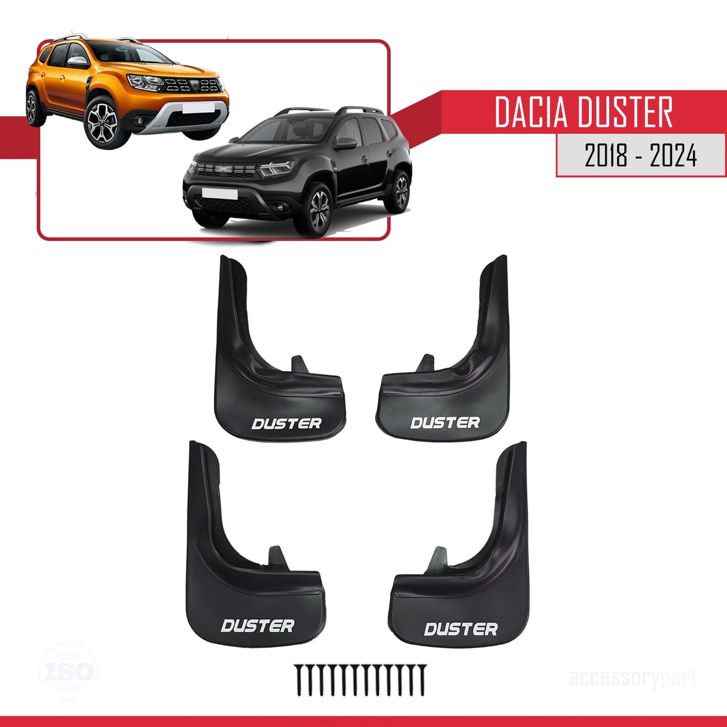 Compatible avec Dacia Duster 2 (HM) 2018-2024 Jeu de Bavettes Garde-boue Avant et Arrière de Voiture 4 Pcs Noir