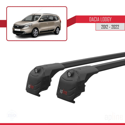 Compatible with Dacia Lodgy (J92) 2012-2022 ACE-2 Car Roof Rack Cross Bar Black Aluminium 2 Bars