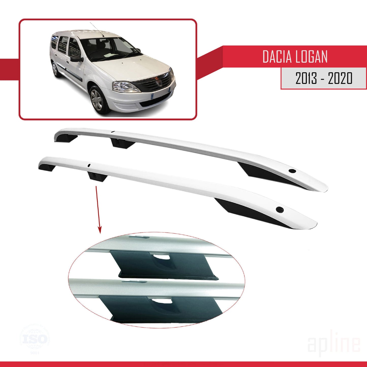 Compatible avec Dacia Logan 2 MCV (K52) 2013-2020 (Empattement Court L1/H1) Rails de Toit Porte-bagages sur le Toit Gris