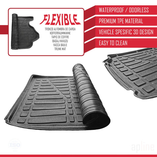 Compatible avec Renault Megane 4 (BFB) Berline V2 2016-2024 Flexible Tapis de Coffre Plancher de Chargement Noir