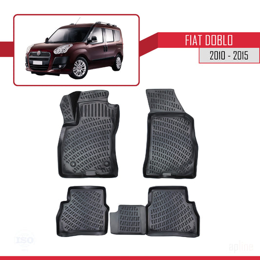Compatible avec Fiat Doblo 2 Pre-Facelift 2010-2015 4D Tapis de Voiture Noir