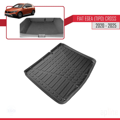 Compatible avec Fiat Egea Cross 2020-2024 Flexible Tapis de Coffre Plancher de Chargement Noir