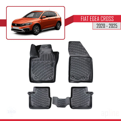 Compatible avec Fiat Egea Cross 2020-2024 4D Tapis de Voiture Noir