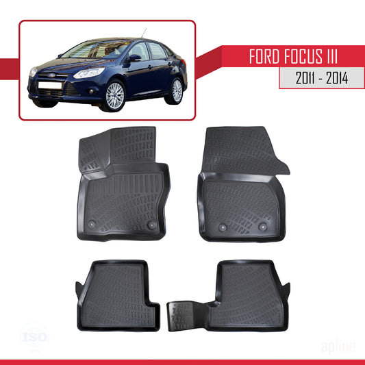 Compatible with Ford Focus 3 (C346) Pre-Facelift 2011-2014 4D Car mats Black